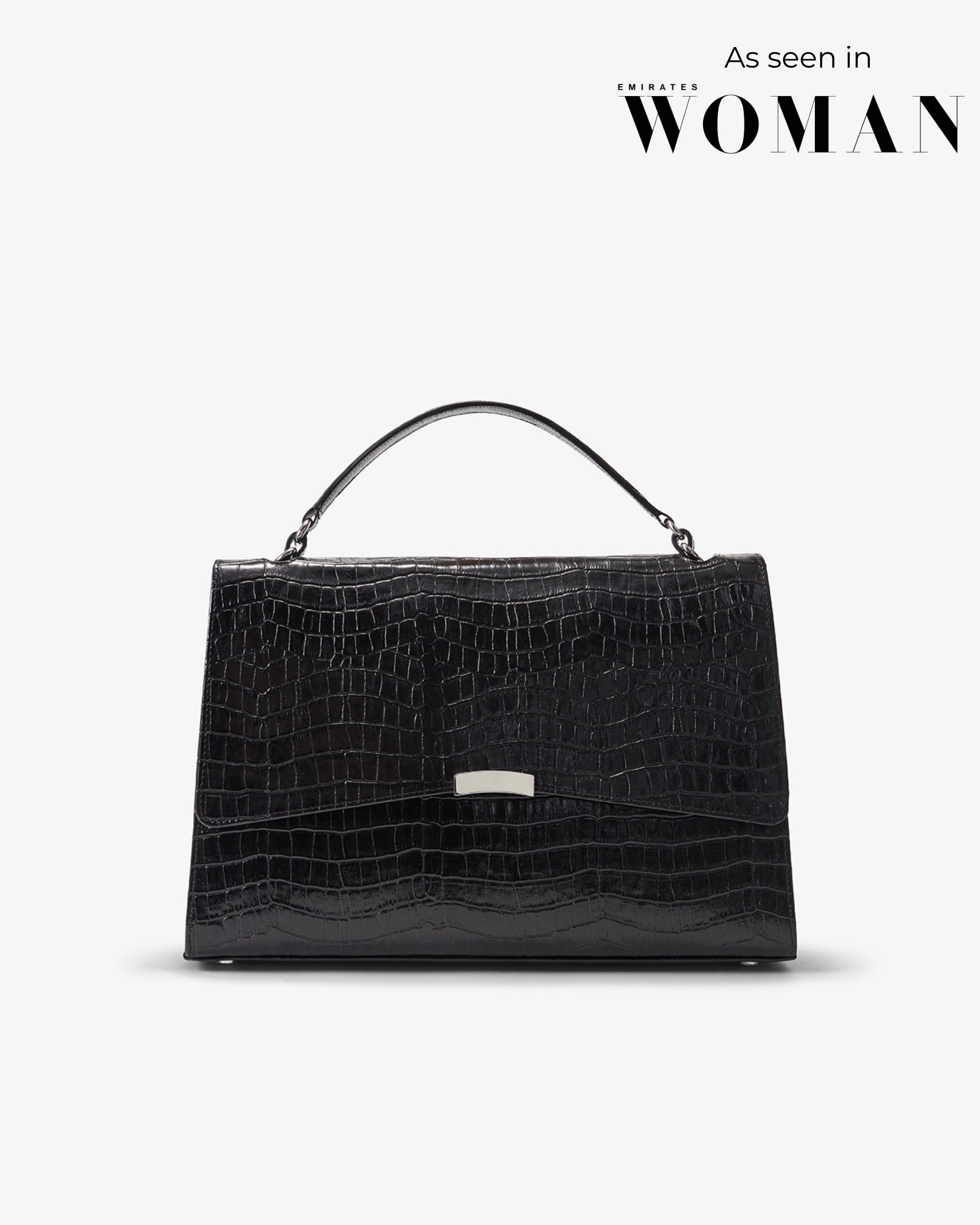Signature Briefcase – Black Croco/Silver | BY BANOO
