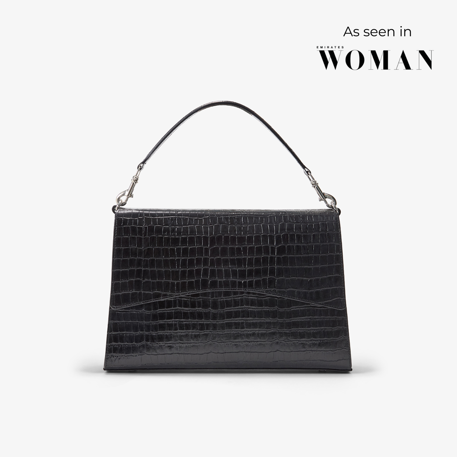 Classic Slim Briefcase - Black Croco/Silver