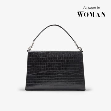 Classic Slim Briefcase - Black Croco/Silver