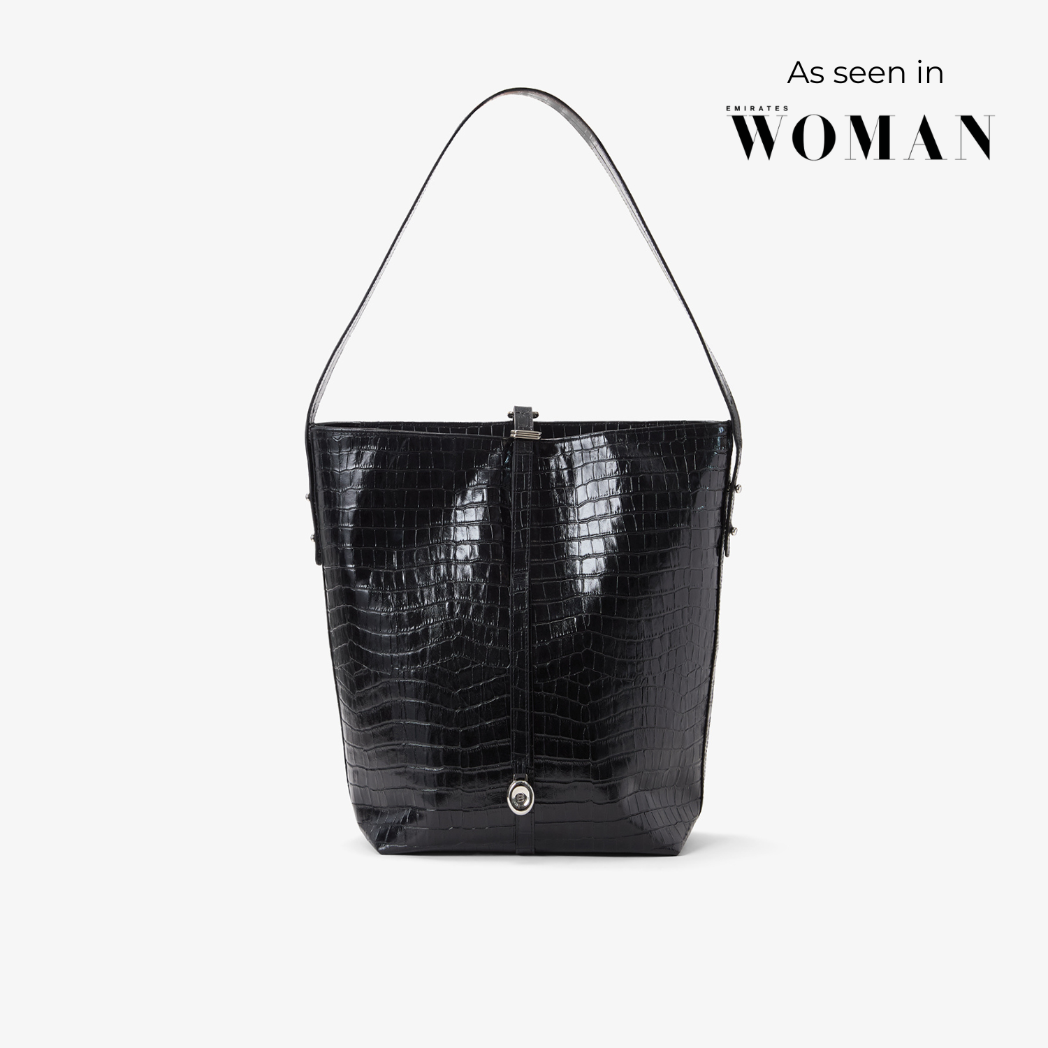 Bucket Bag - Black Croco/Silver