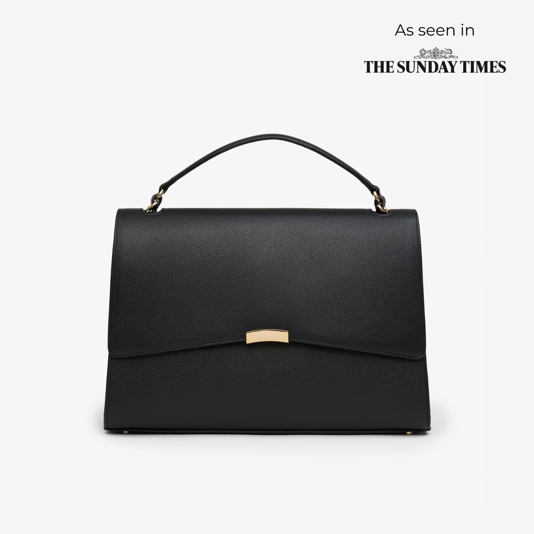 Signature Briefcase in black/gold with luxurious gold hardware and rich leather finish – iconic everyday workbag with refined elegance.