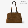 The 12-hour pecan suede bag - versatile and practical for working women on the go.