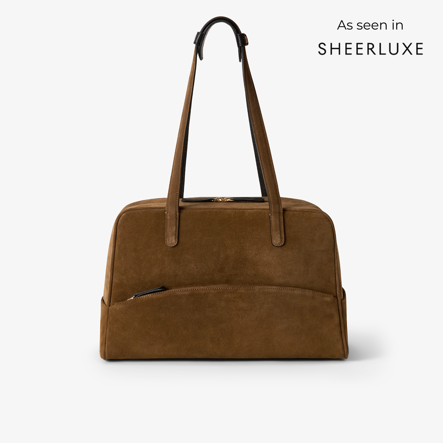 The 12-hour pecan suede bag - versatile and practical for working women on the go.