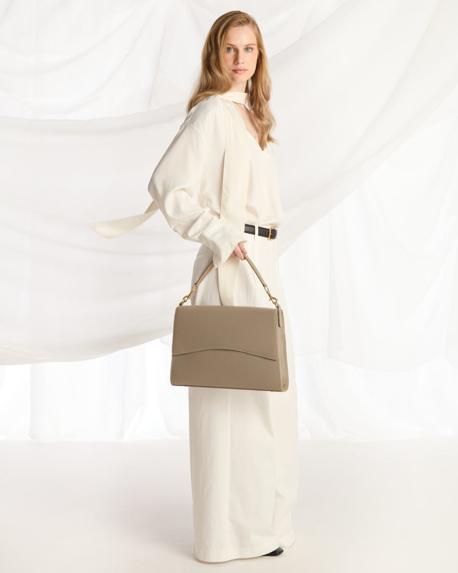 Classic Slim Briefcase - Clay/Gold