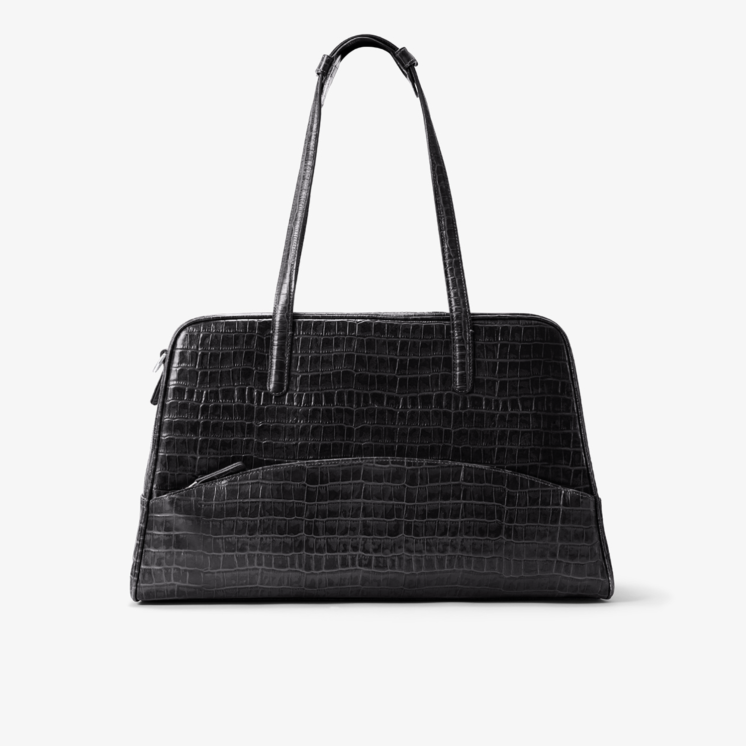 24 Hour Suitcase - Black Croco/Silver