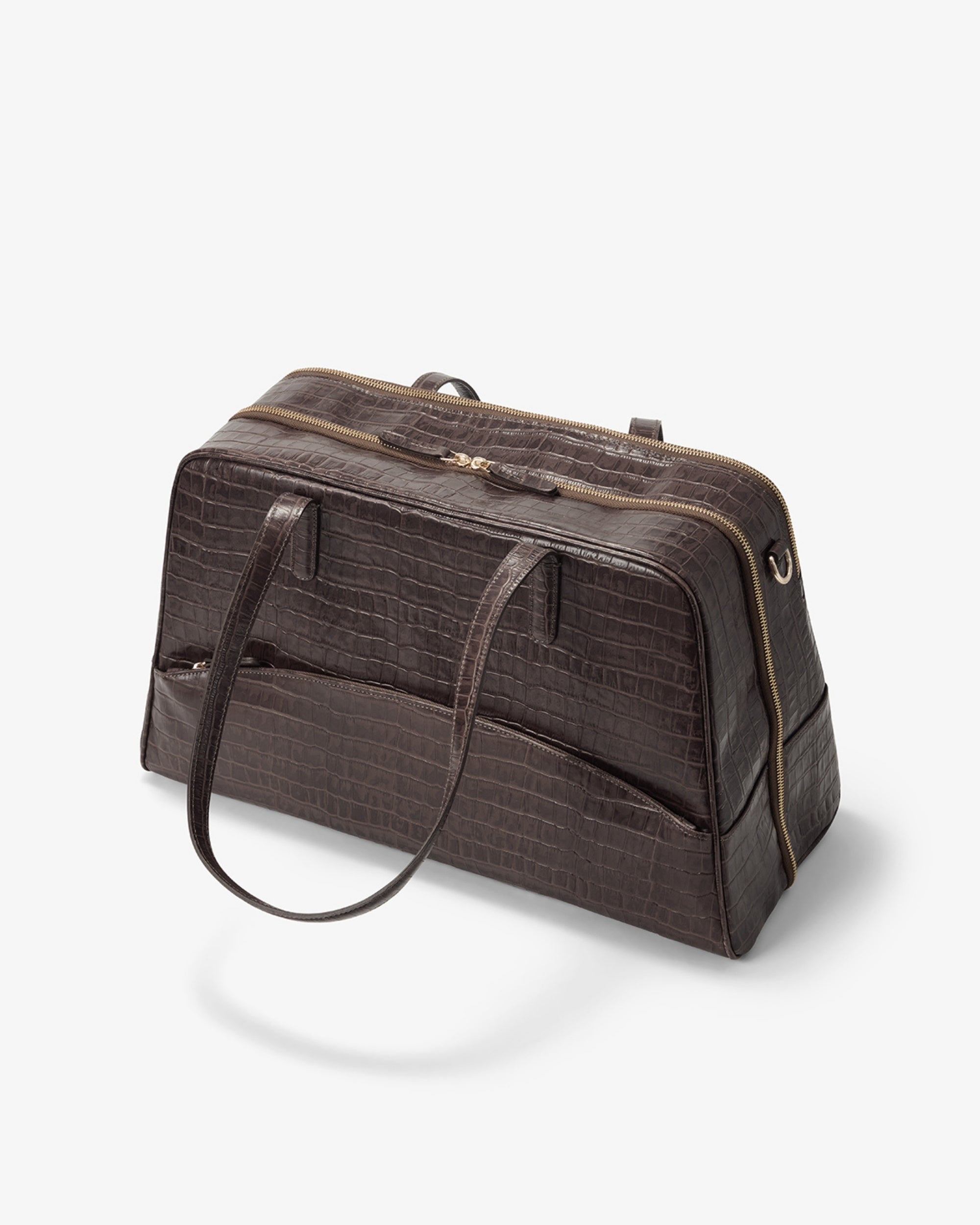 24 Hour Suitcase – Cacao Croco/Gold | BY BANOO