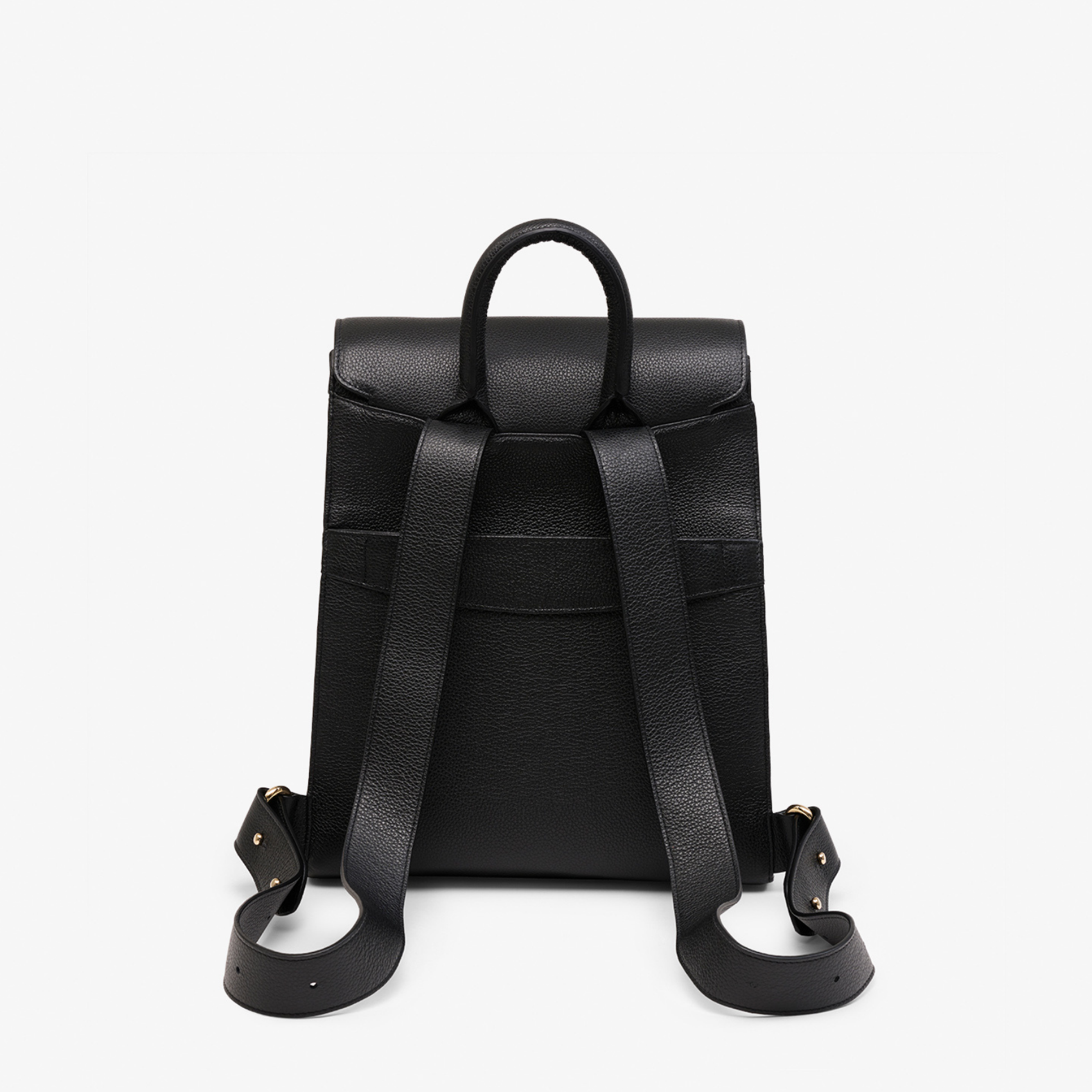 black leather backpack with gold Premium Leather Backpack