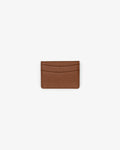 A tan leather card holder, with two horizontal pockets, shown against a white background.