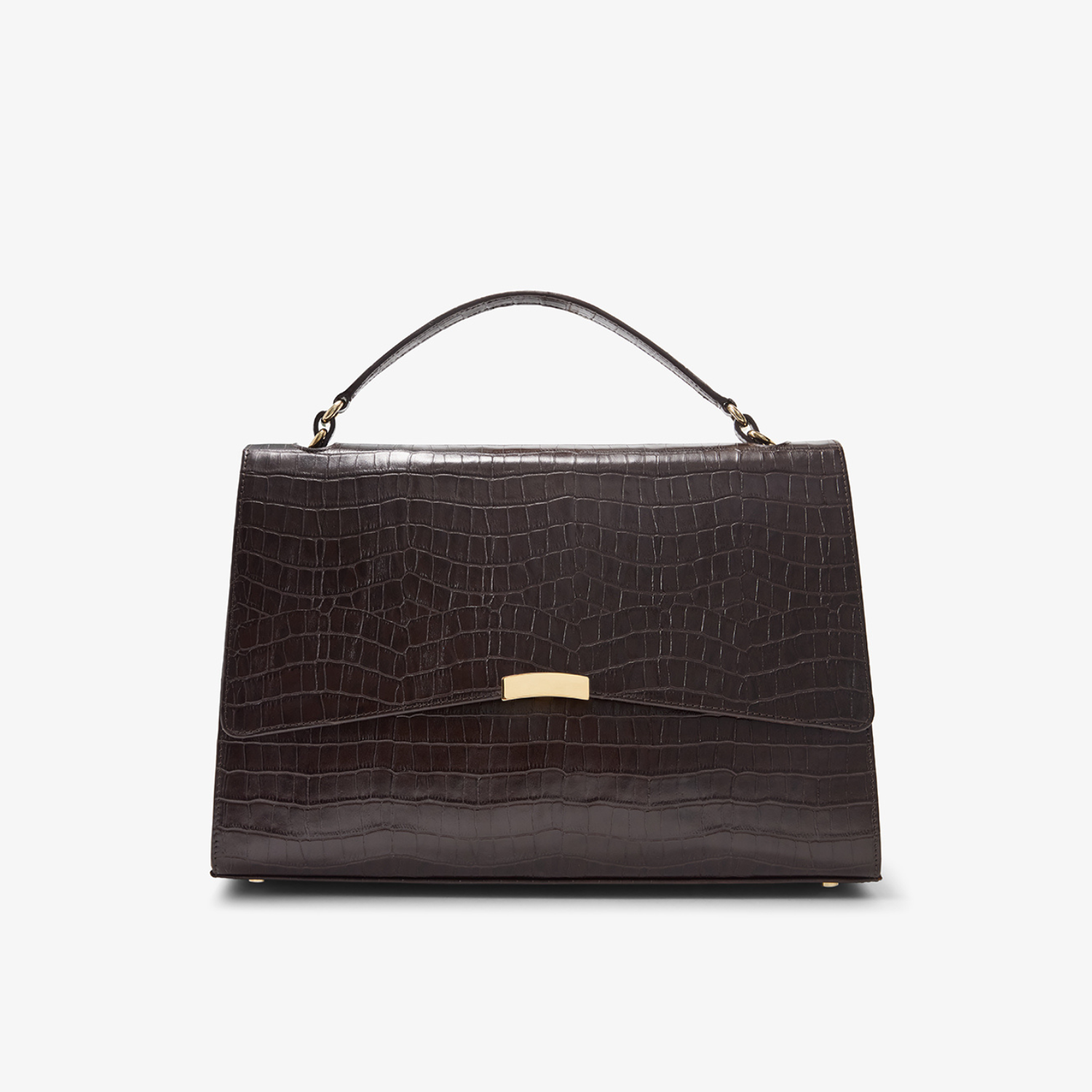 Signature Briefcase - Cacao Croco/Gold