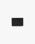 A black leather card holder with two horizontal pockets.