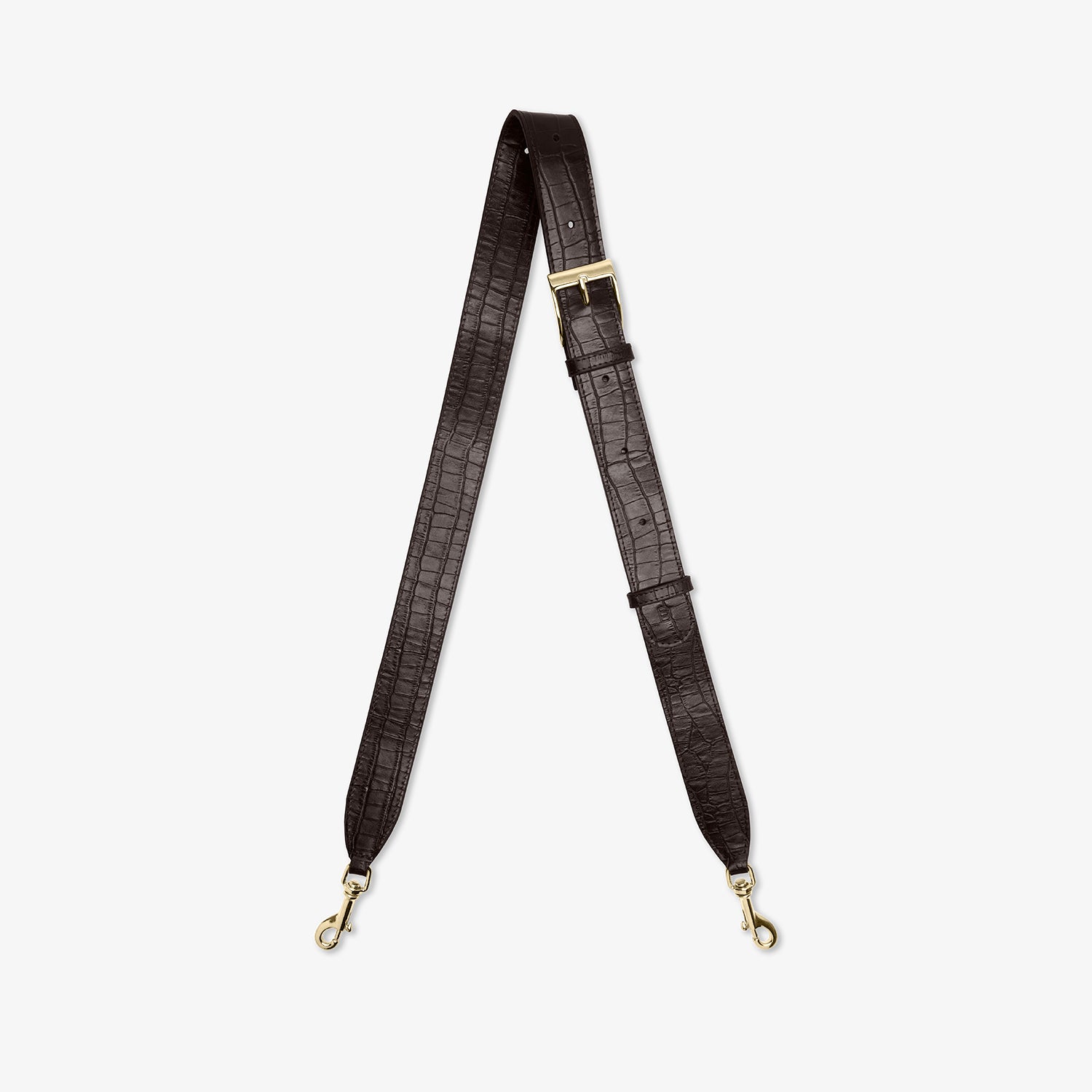 Cross Body Strap - Cacao Croco/Gold