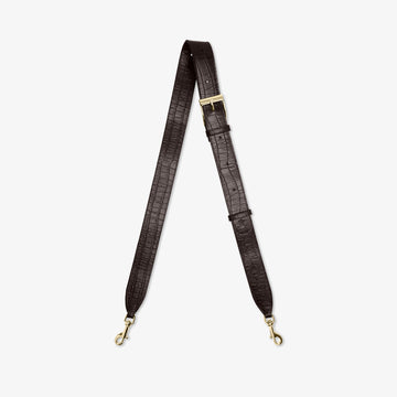 Cross Body Strap - Cacao Croco/Gold