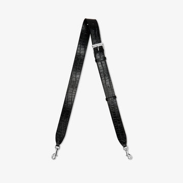 Cross Body Strap - Black Croco/Silver