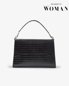 Classic Slim Briefcase - Black Croco/Silver
