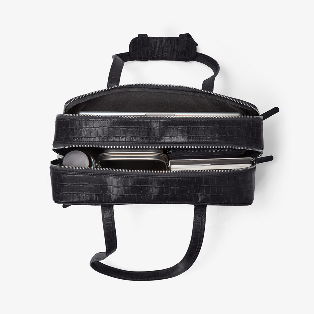 12 Hour Duffel Bag - Black Croco/Silver